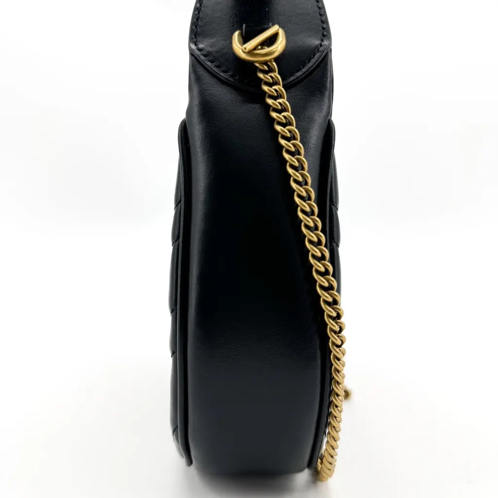 Gucci GG Marmont Half-Moon Shaped Mini Bag Black Black Leather Good - Box View