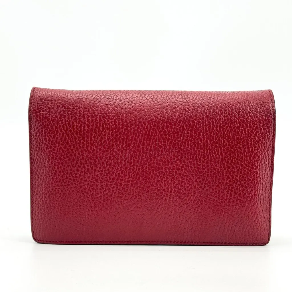 Gucci Soho Interlocking G Flap Card Case Red Red Leather Good - Back View
