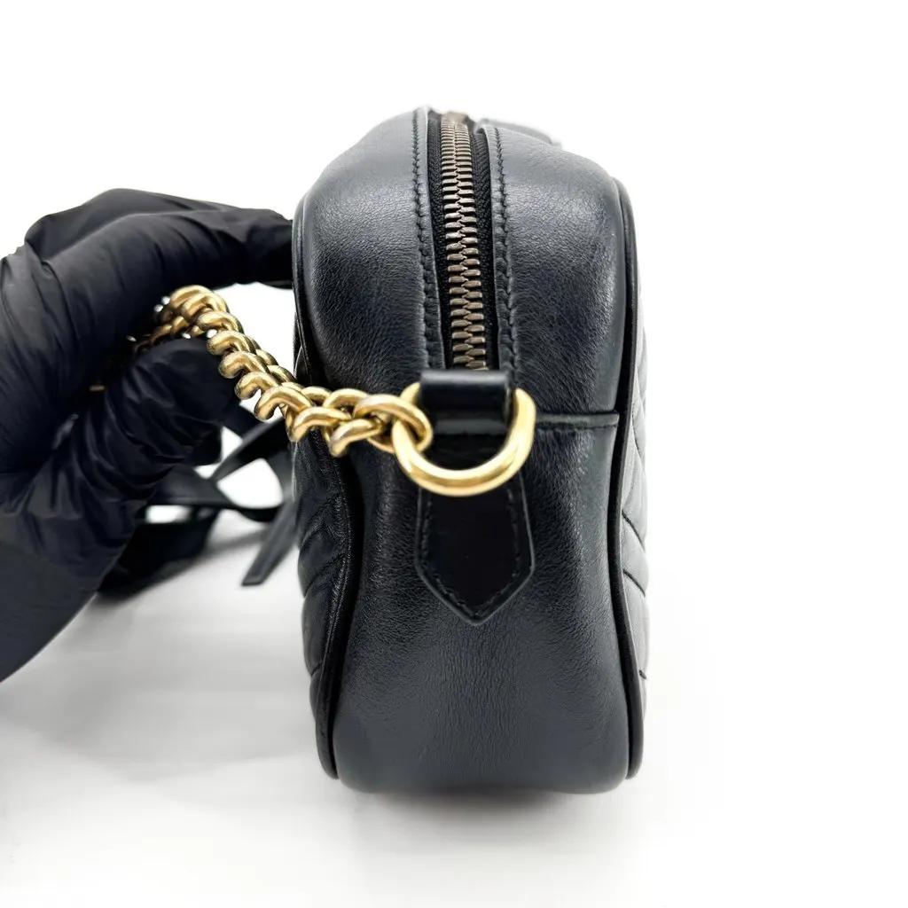 Gucci GG Marmont Matelasse Mini Shoulder Bag Black Black Leather Good - Inside View