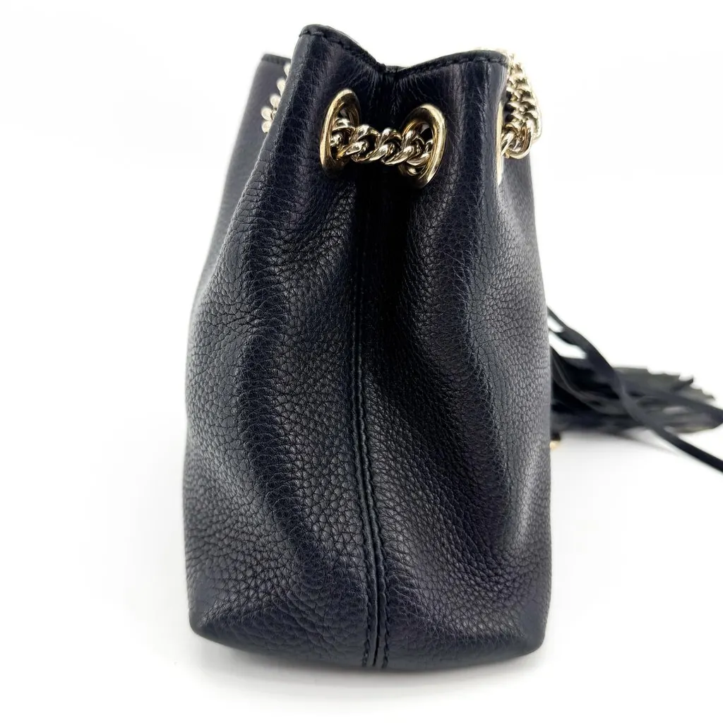 Gucci Soho Interlocking G Chain Shoulder Bag Small Black Black Leather Very good - Box View