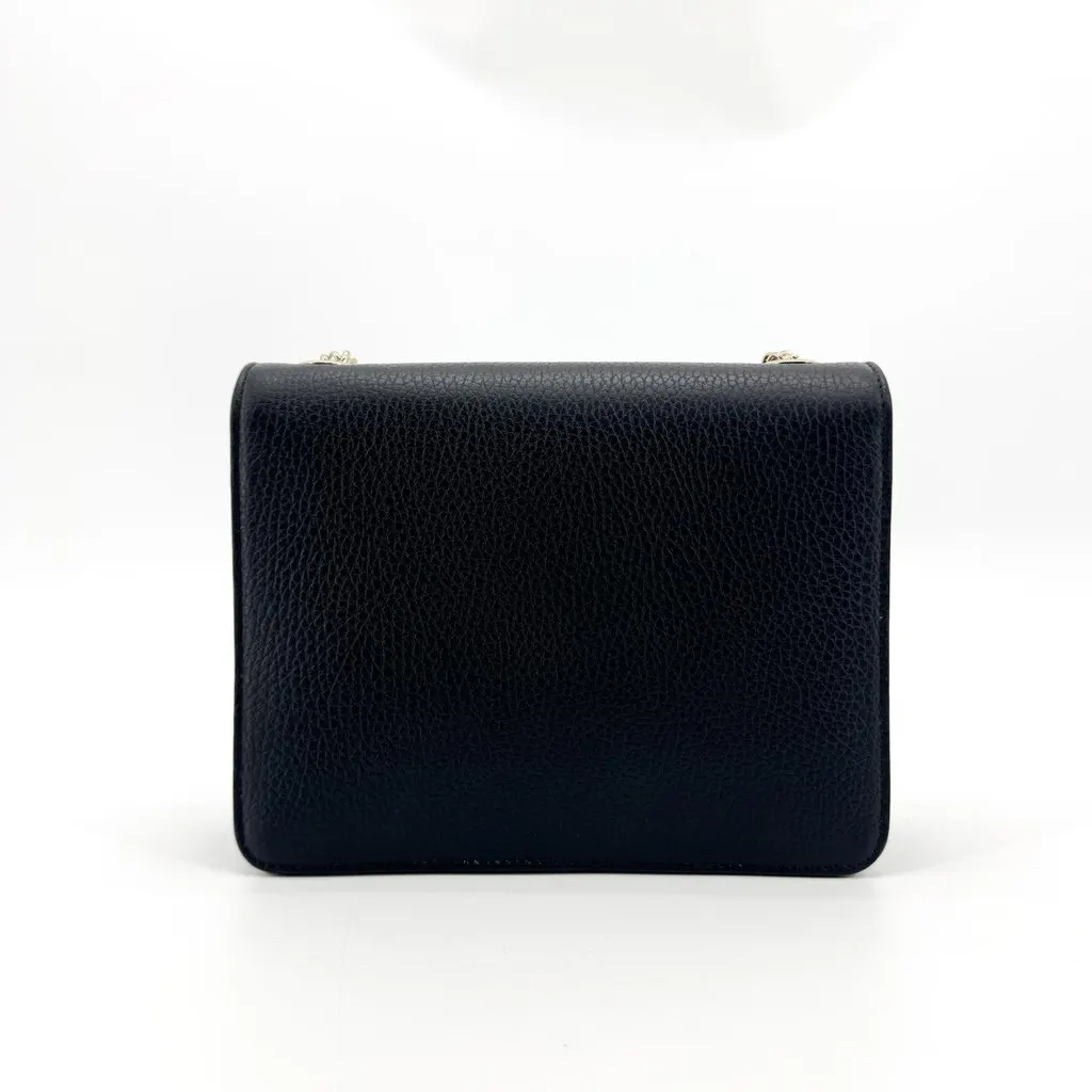 Gucci Interlocking G Small Chain Shoulder Bag Black Gold Hardware Black Leather Good - Inside View