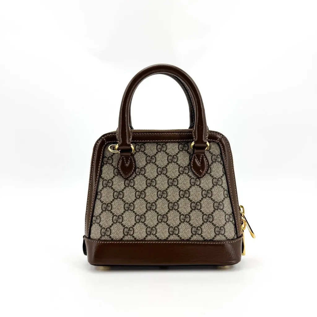 Gucci Horsebit 1955 Mini Top Handle Bag GG Supreme Brown Beige Canvas Very good - Inside View