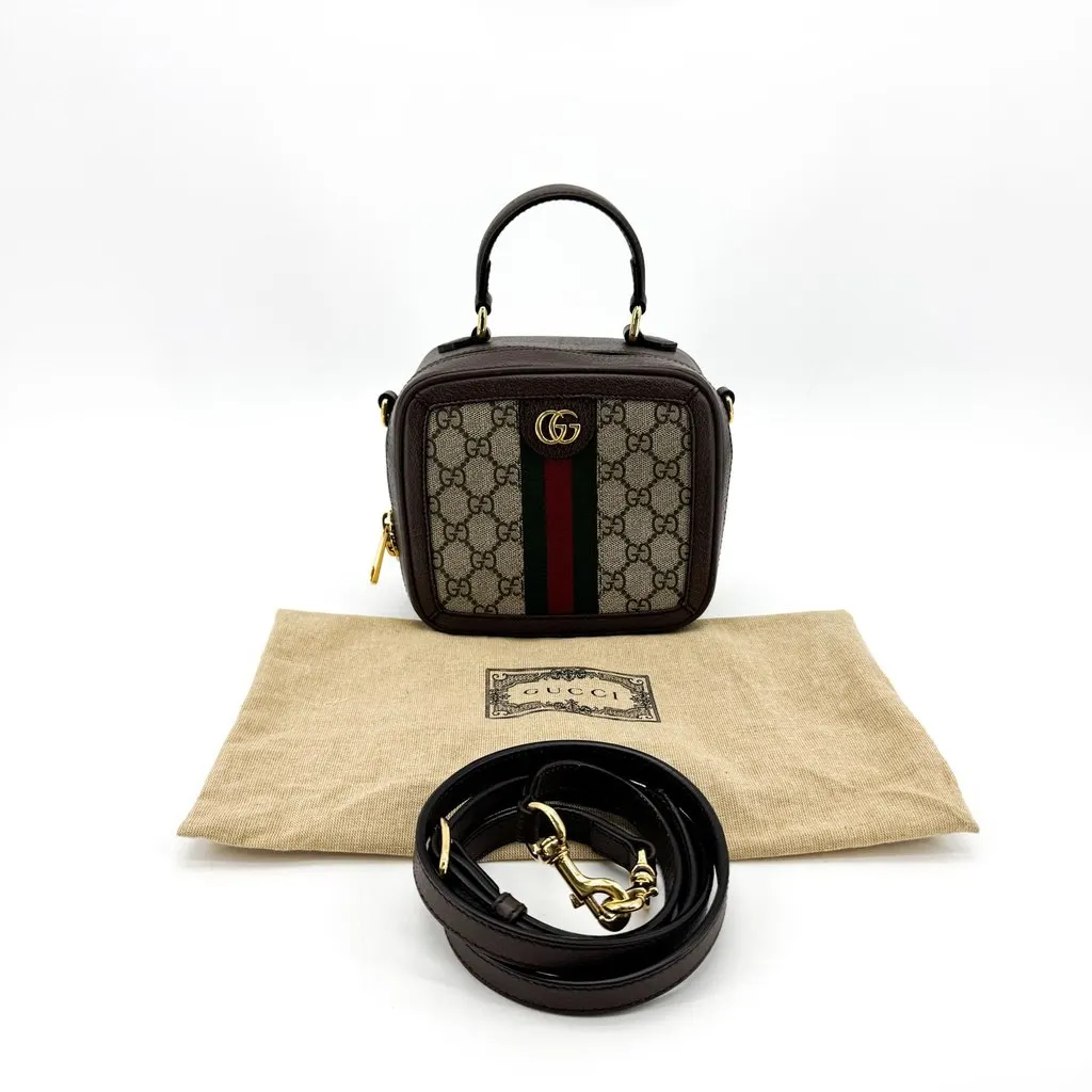 Gucci Ophidia GG Mini Top Handle Bag Beige Canvas Good - Back View