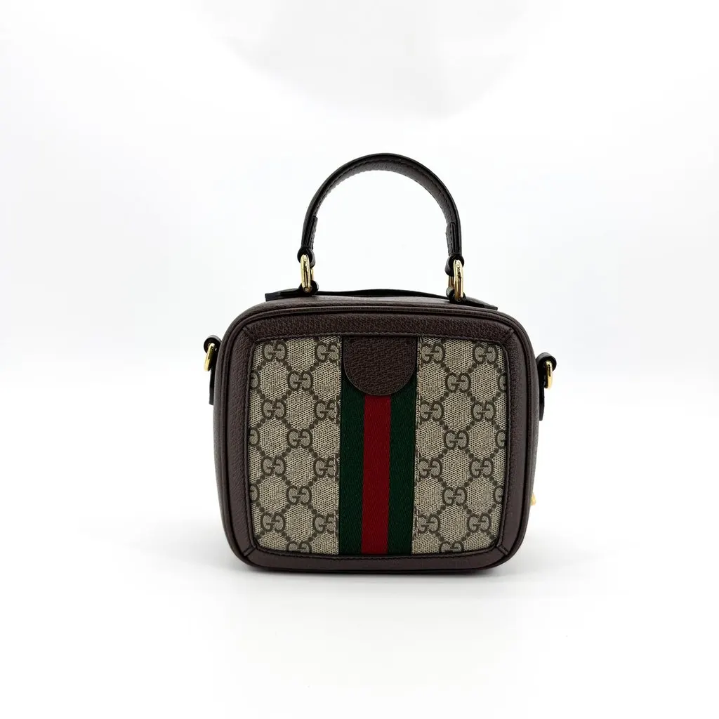 Gucci Ophidia GG Mini Top Handle Bag Beige Canvas Good - Inside View