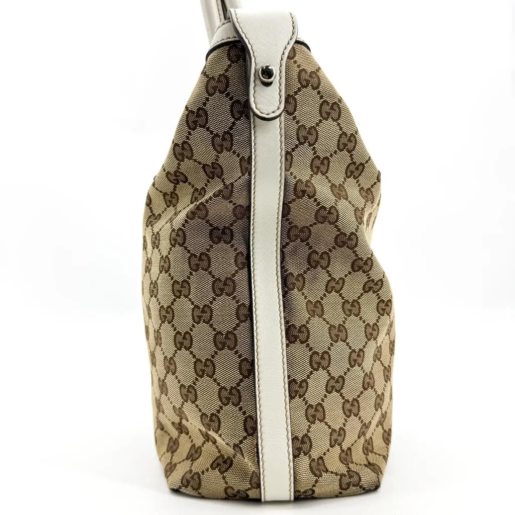 Gucci GG Canvas Princey Tote Bag Beige White Beige Canvas Fair - Inside View