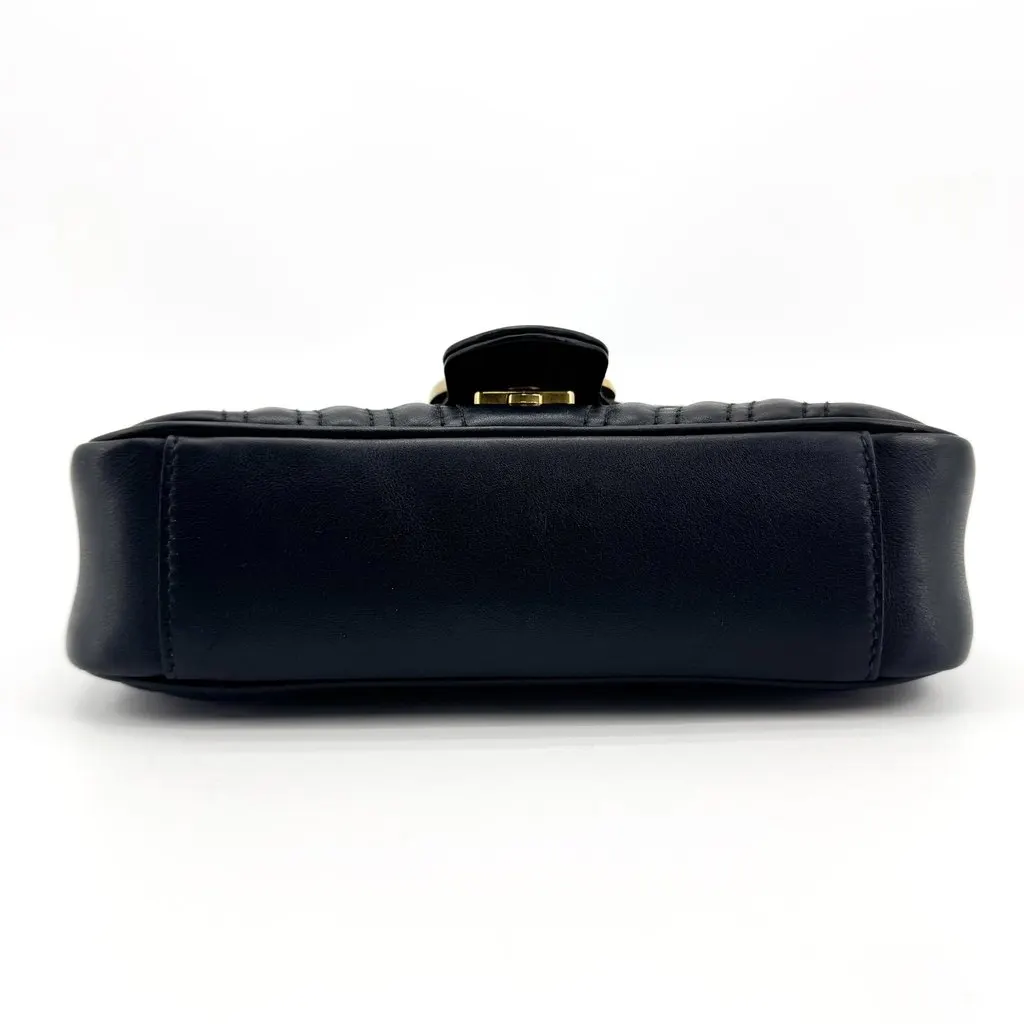 Gucci GG Marmont Super Mini Matelasse Shoulder Bag Black Black Leather Very good - Box View