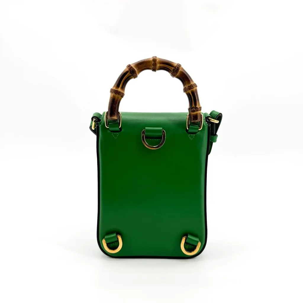 Gucci Bamboo 1947 Mini Crossbody Bag Green Brown Leather Very good - Back View
