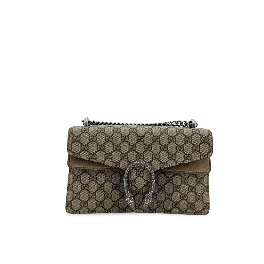 Gucci Dionysus Small GG Shoulder Bag Beige Ebony Beige Canvas Good - Front View