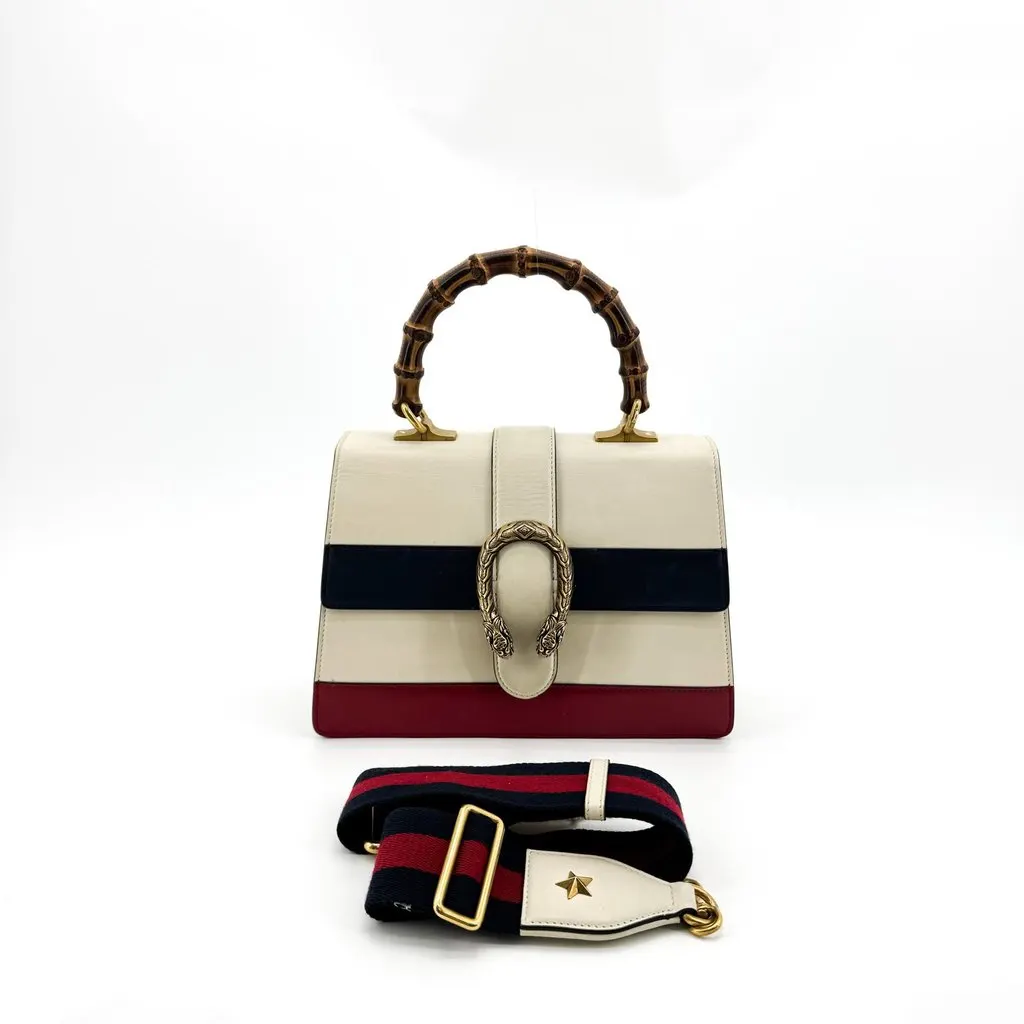 Gucci Dionysus Bamboo Leather Top Handle Bag Ivory Brown Leather Fair - Back View