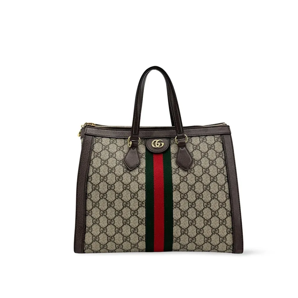 Gucci Ophidia GG Medium Tote Bag Beige Brown
