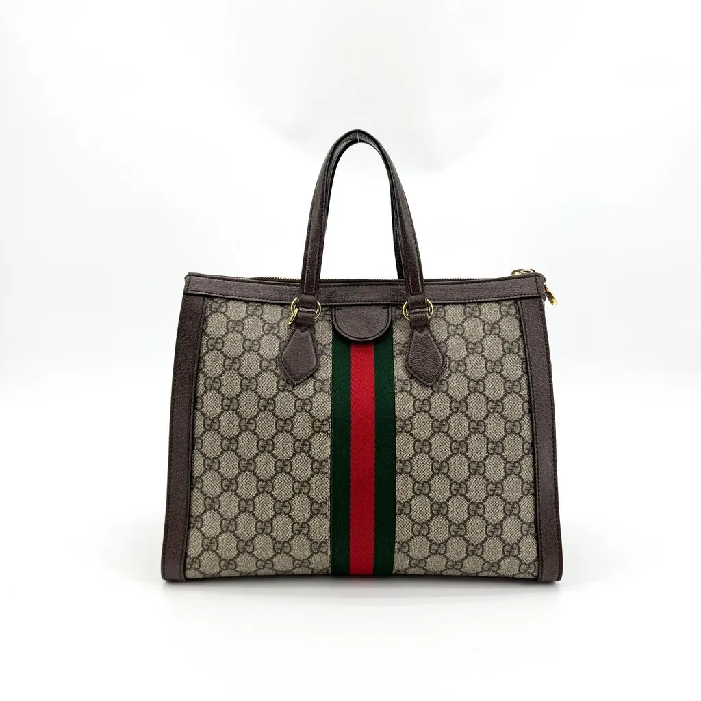 Gucci Ophidia GG Medium Tote Bag Beige Brown Beige Canvas Good - Inside View
