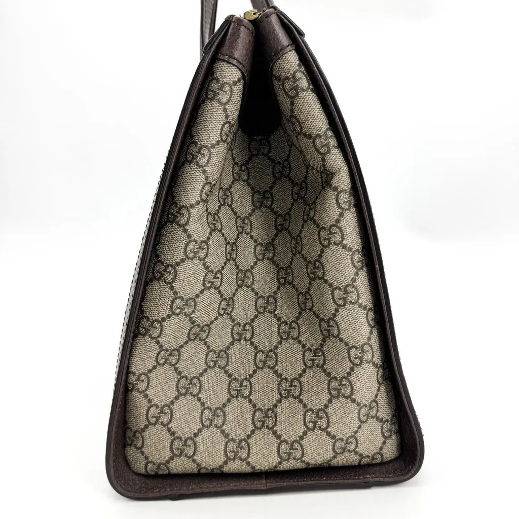 Gucci Ophidia GG Medium Tote Bag Beige Brown Beige Canvas Good - Model View