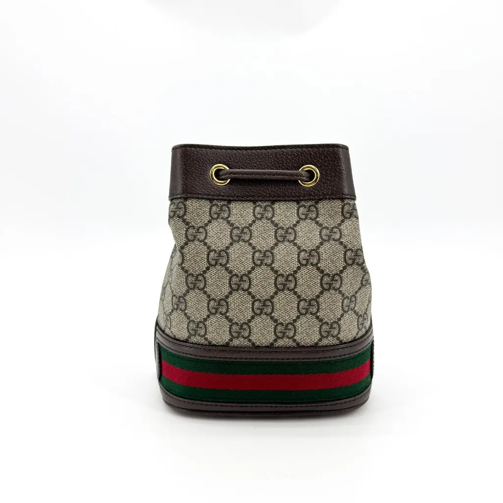Gucci Ophidia GG Mini Bucket Bag Brown Beige Canvas Fair - Back View