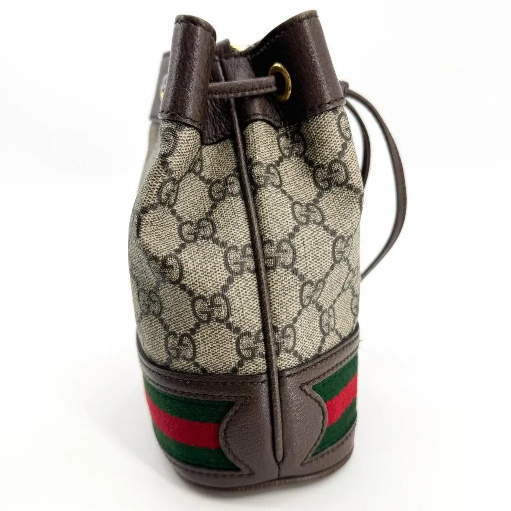 Gucci Ophidia GG Mini Bucket Bag Brown Beige Canvas Fair - Model View