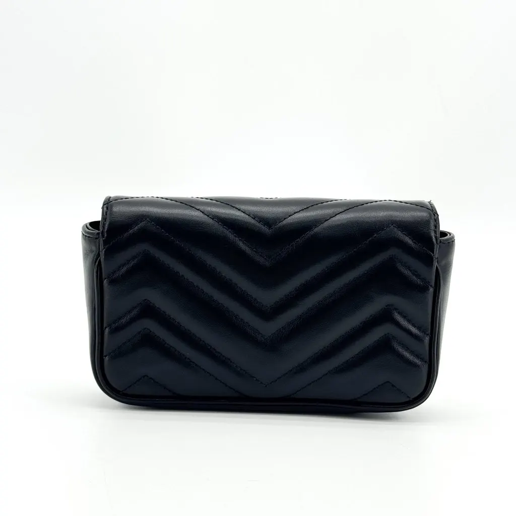 Gucci GG Marmont Super Mini Shoulder Bag Black Black Leather Very good - Inside View