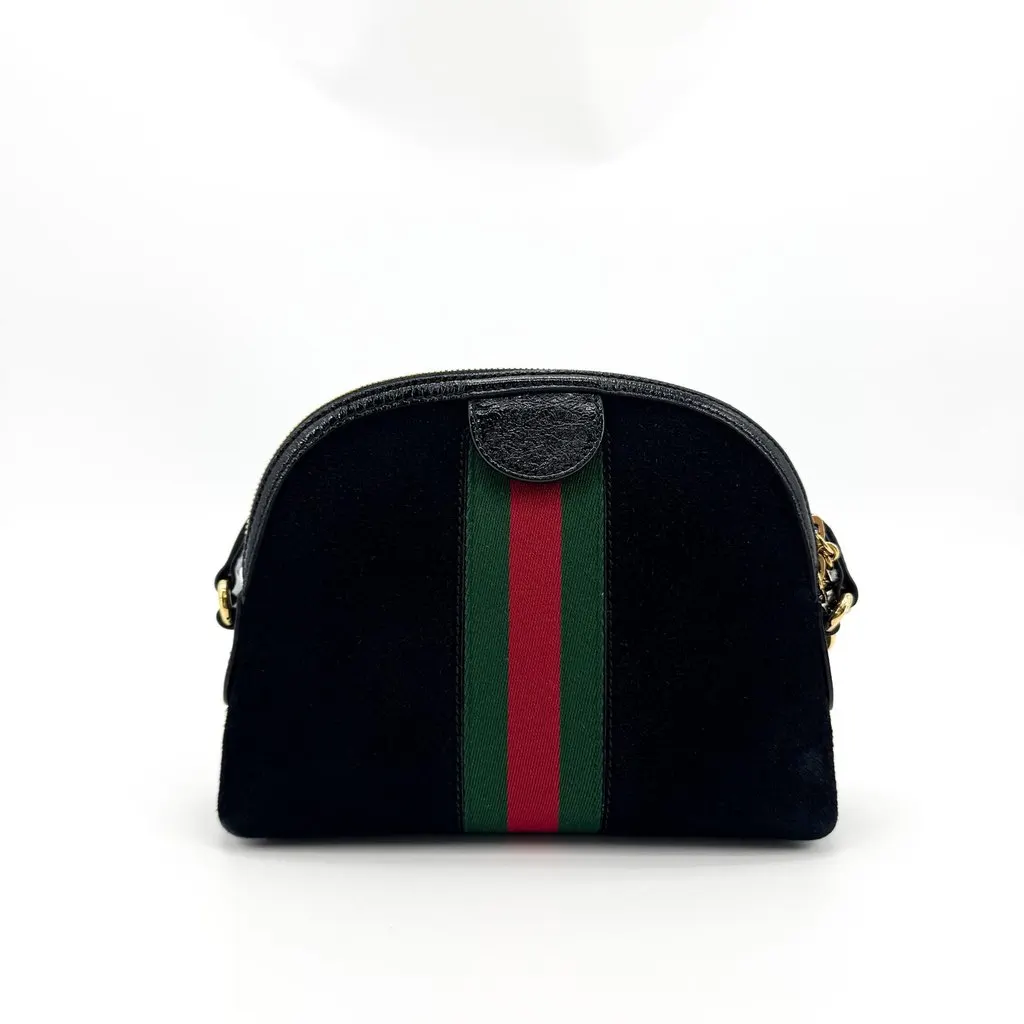 Gucci Ophidia Small Velvet Shoulder Bag Black Black Velvet Good - Inside View