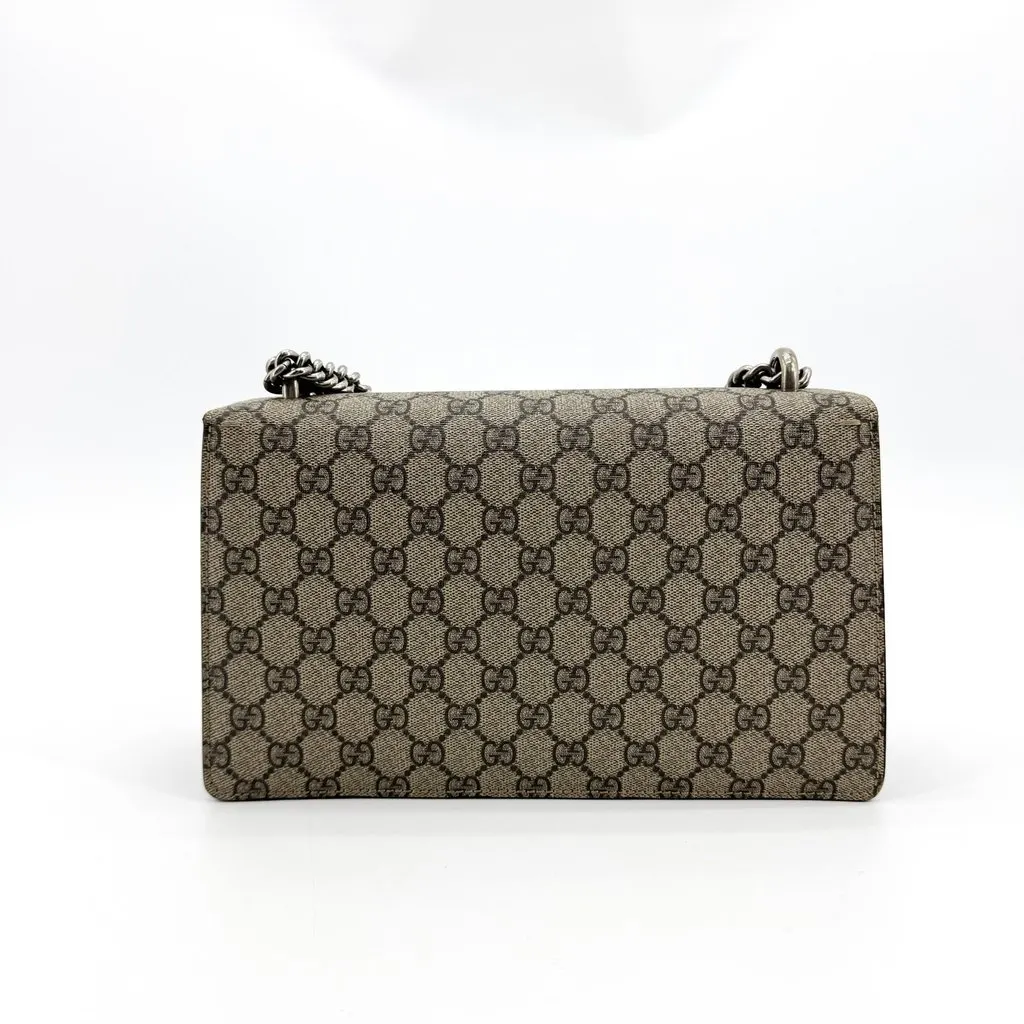 Gucci Dionysus GG Supreme Small Shoulder Bag Beige Canvas Good - Back View