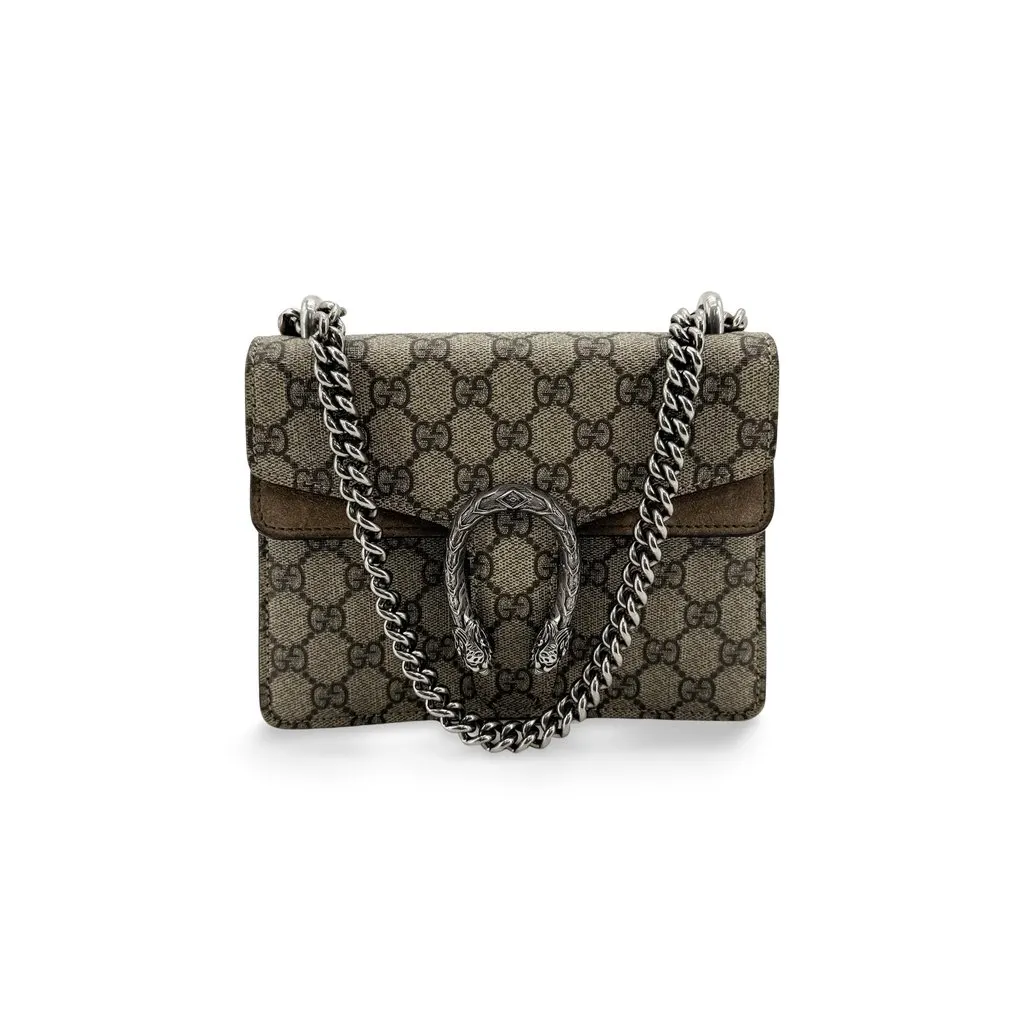 Gucci Dionysus Super Mini GG Supreme Chain Shoulder Bag Beige Brown Beige Canvas Very good - Front View