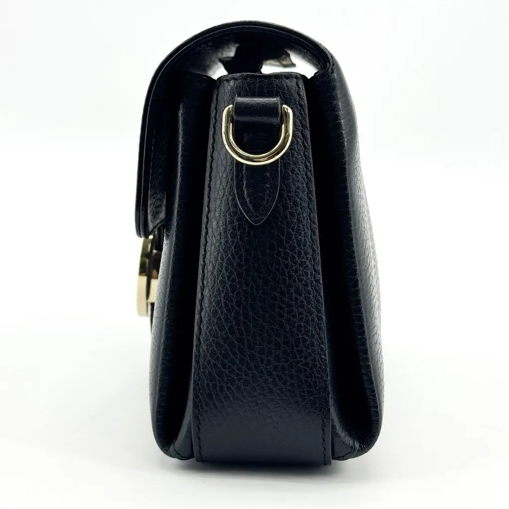 Gucci Interlocking G Mini Shoulder Bag Black Black Leather Very good - Model View