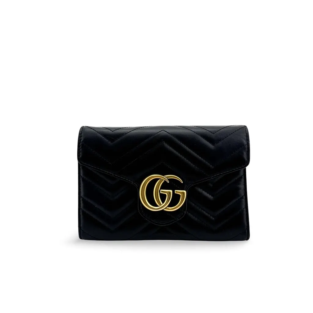 Gucci GG Marmont Matelasse Mini Chain Shoulder Bag Black