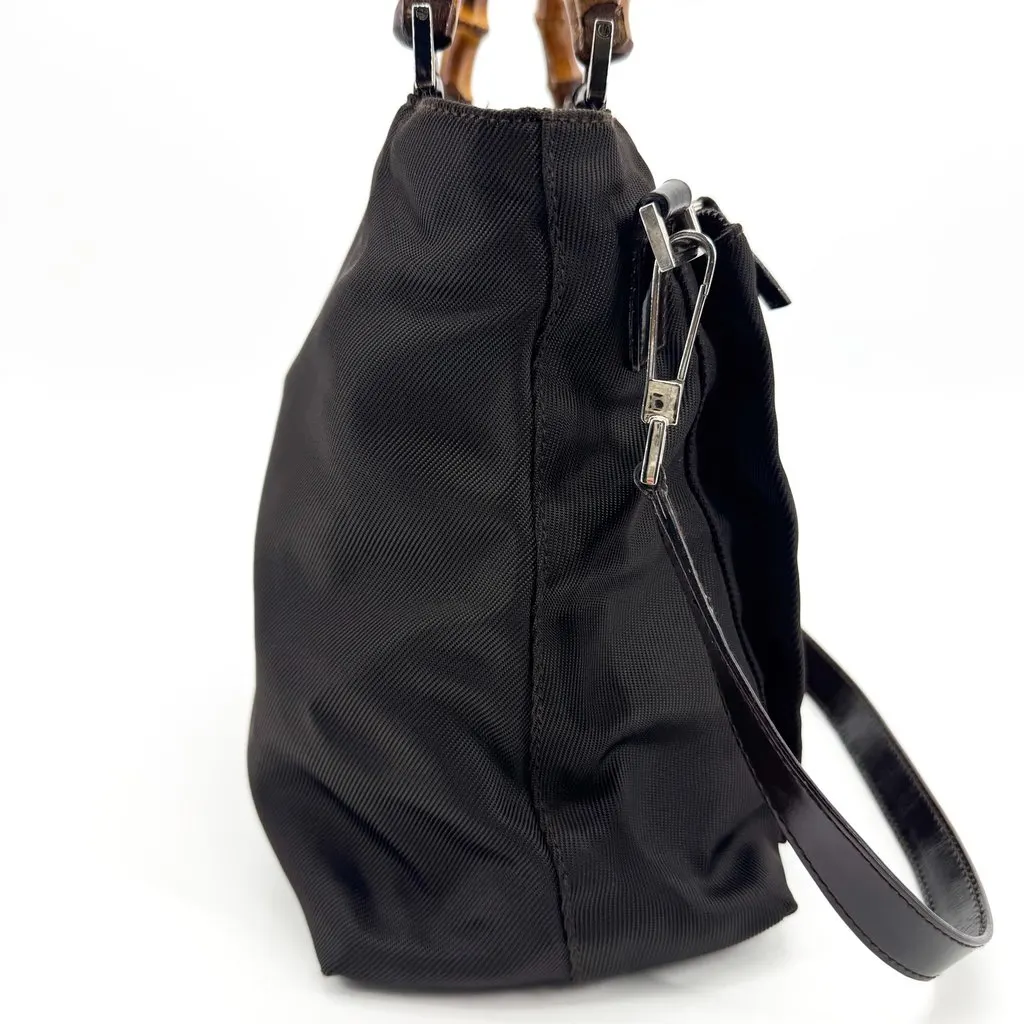 Gucci Bamboo Nylon 2WAY Tote Bag Black Black Polyamide Good - Inside View