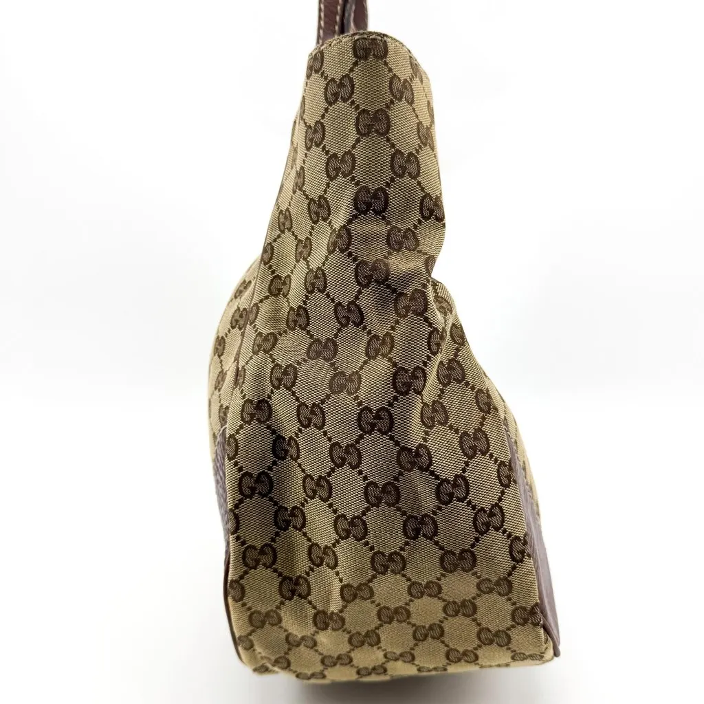 Gucci GG Canvas Twin G Hobo Bag Beige Brown Beige Canvas Good - Inside View