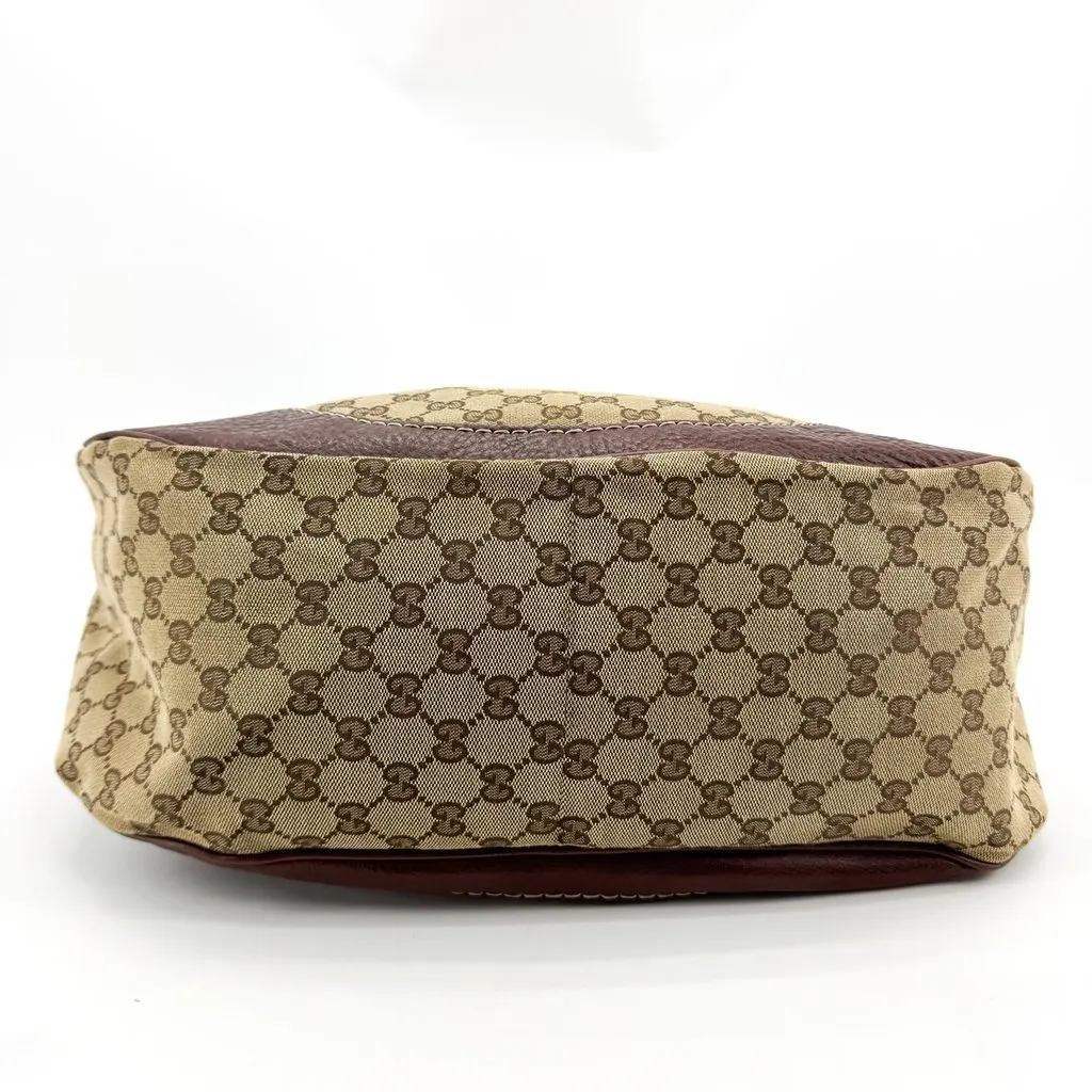 Gucci GG Canvas Twin G Hobo Bag Beige Brown Beige Canvas Good - Box View