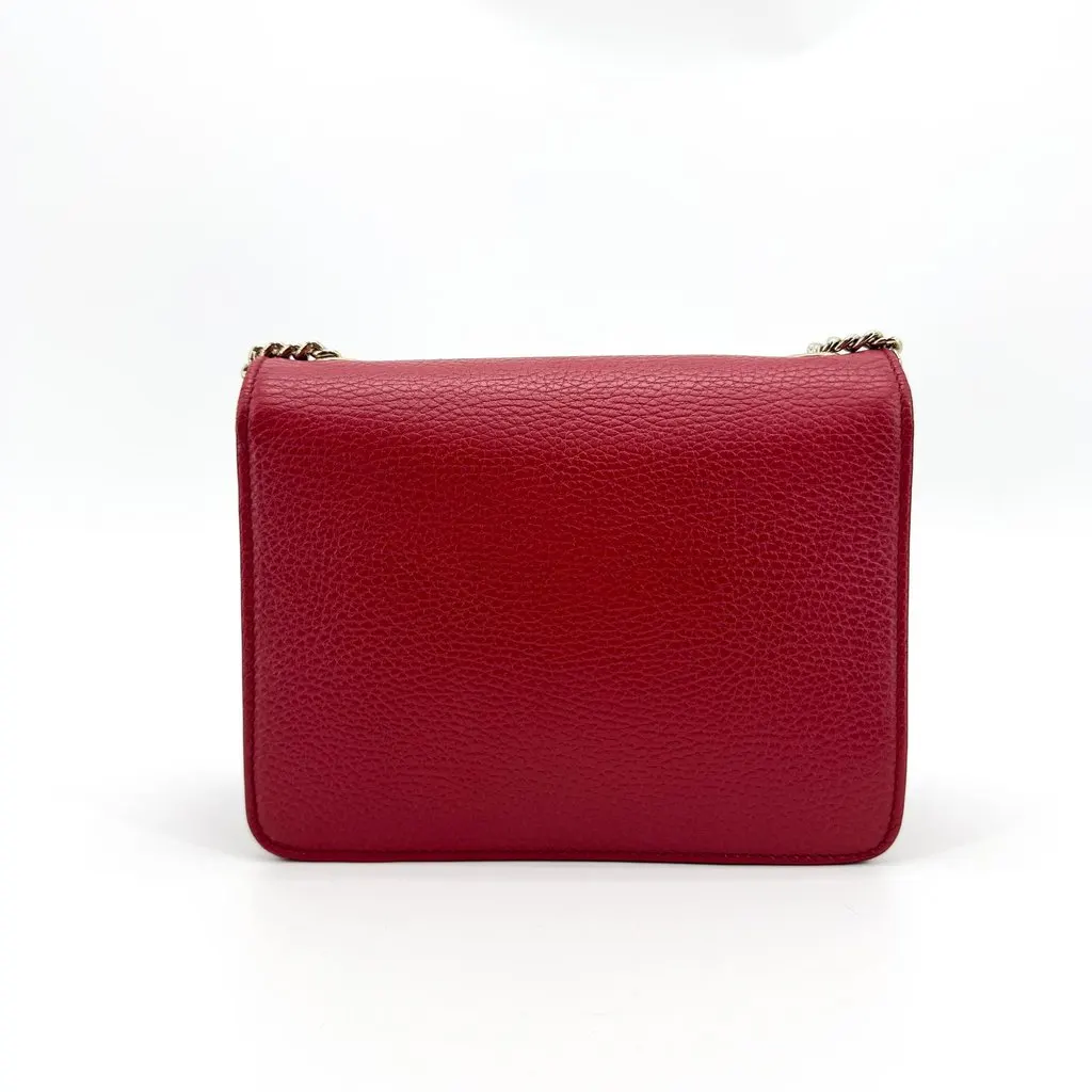 Gucci Interlocking G Chain Shoulder Bag Red Red Leather Good - Back View