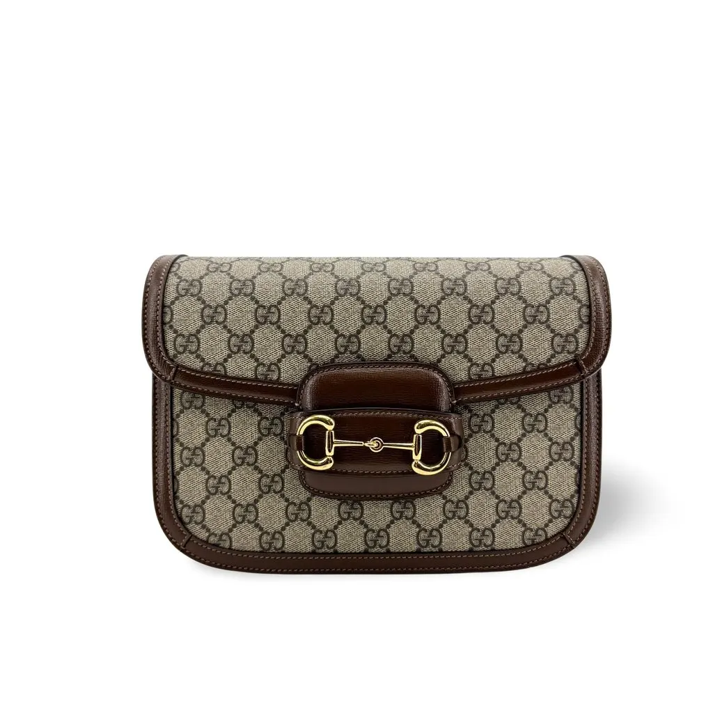 Gucci Horsebit 1955 Mini Shoulder Bag Beige Ebony Beige Canvas Very good - Front View