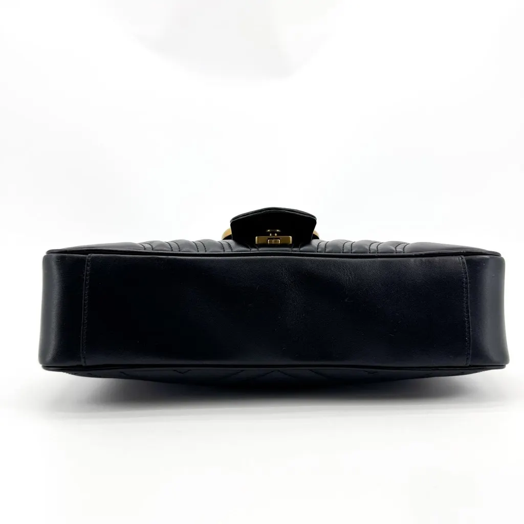 Gucci GG Marmont Small Shoulder Bag Black Gold Hardware Black Leather Very good - Box View