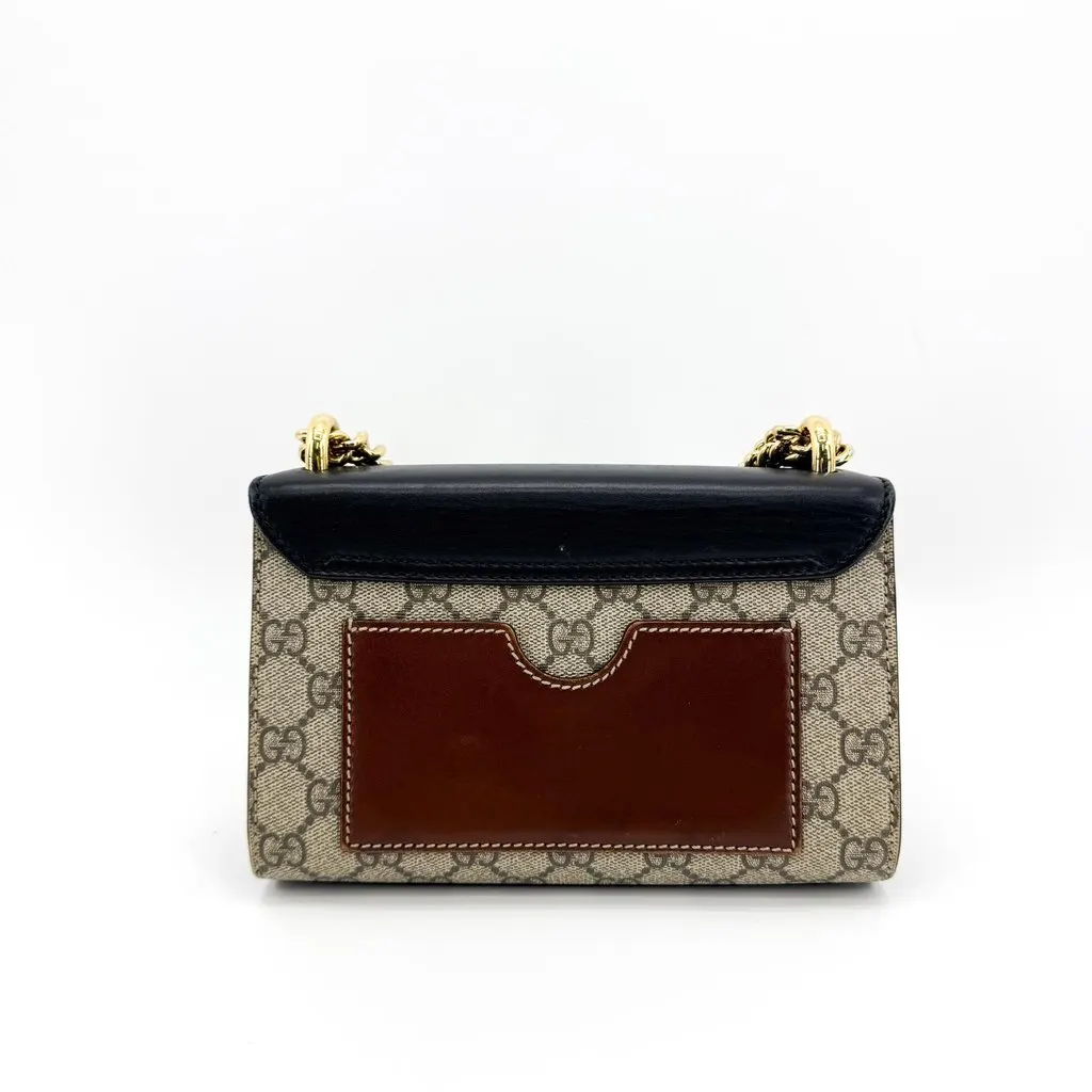 Gucci Padlock GG Small Shoulder Bag Black Beige Canvas Good - Inside View