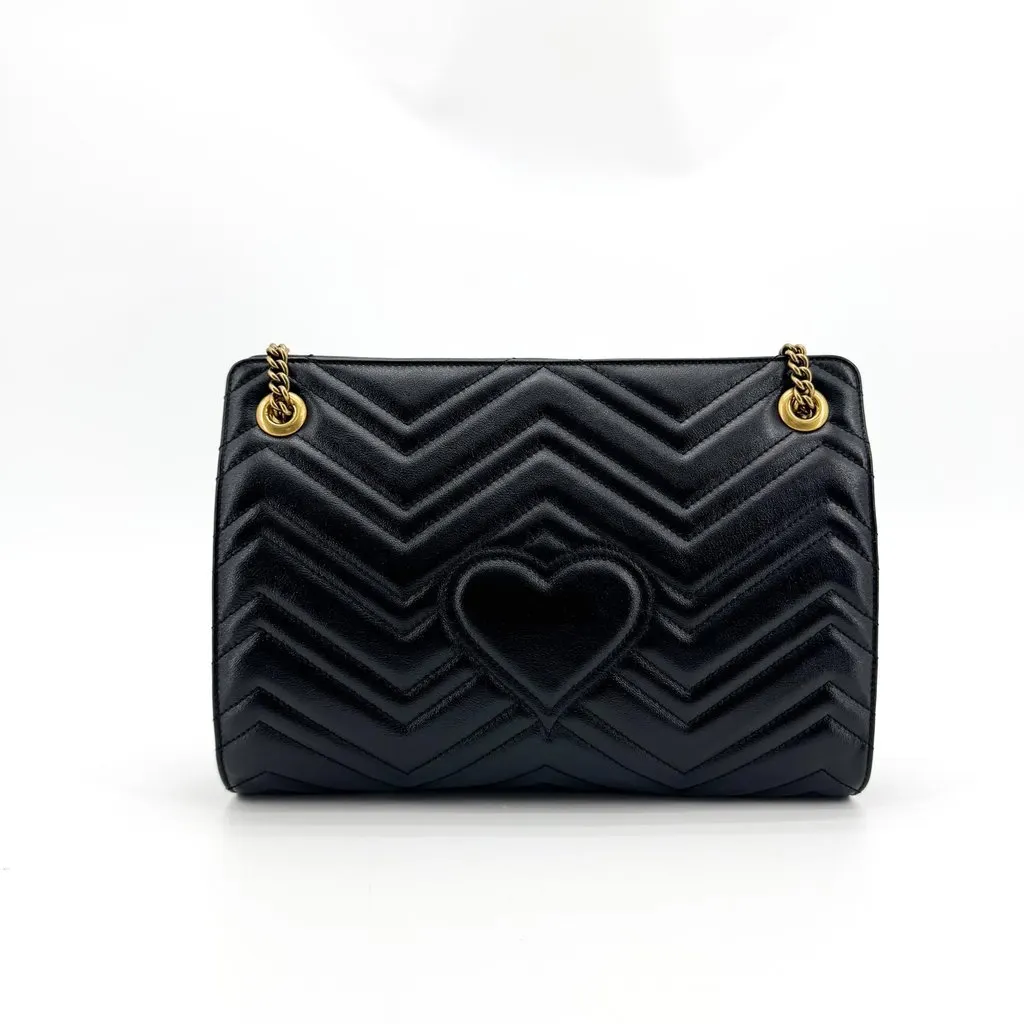 Gucci GG Marmont Small Matelasse Shoulder Bag Black Black Leather Good - Inside View