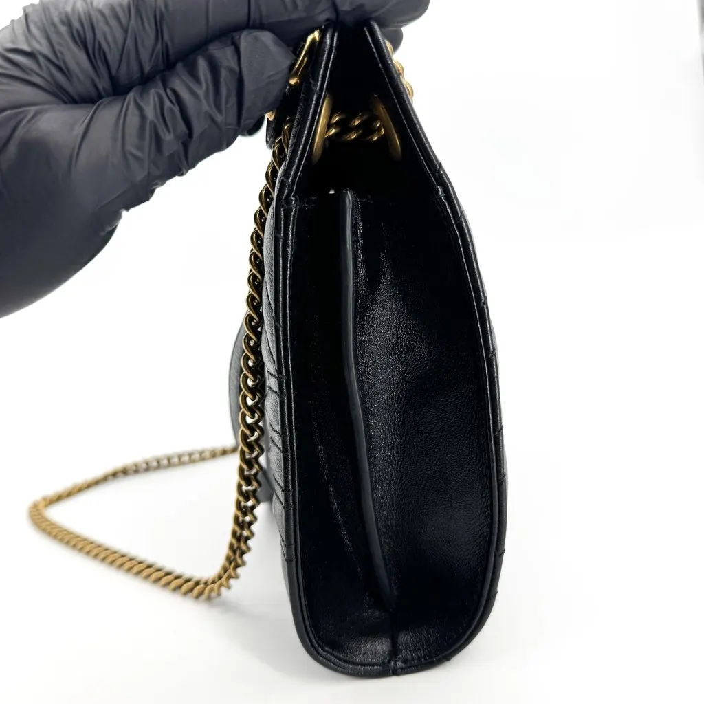 Gucci GG Marmont Small Matelasse Shoulder Bag Black Black Leather Good - Model View