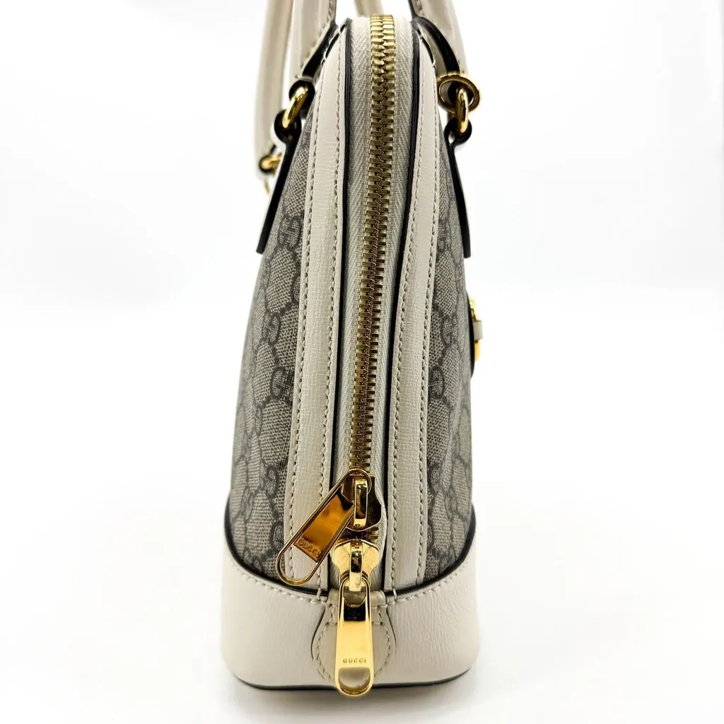 Gucci Horsebit 1955 Small Top Handle Bag Beige White Beige Canvas Good - Box View