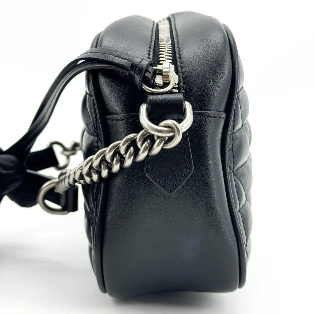 Gucci GG Marmont Small Matelasse Shoulder Bag Black Black Leather Good - Model View