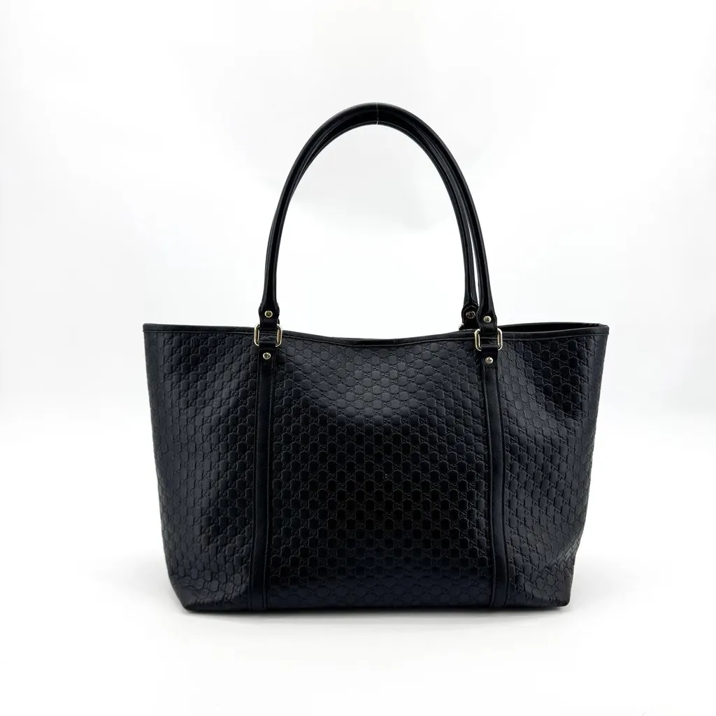 Gucci Microguccissima Tote Bag Black Black Leather Very good - Back View
