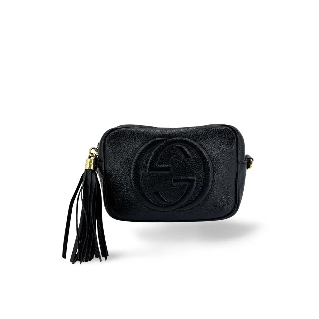 Gucci Soho Disco Mini Shoulder Bag Black Black Leather Good - Front View