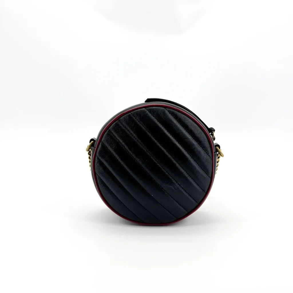 Gucci GG Marmont Round Mini Shoulder Bag Black Black Leather Very good - Inside View