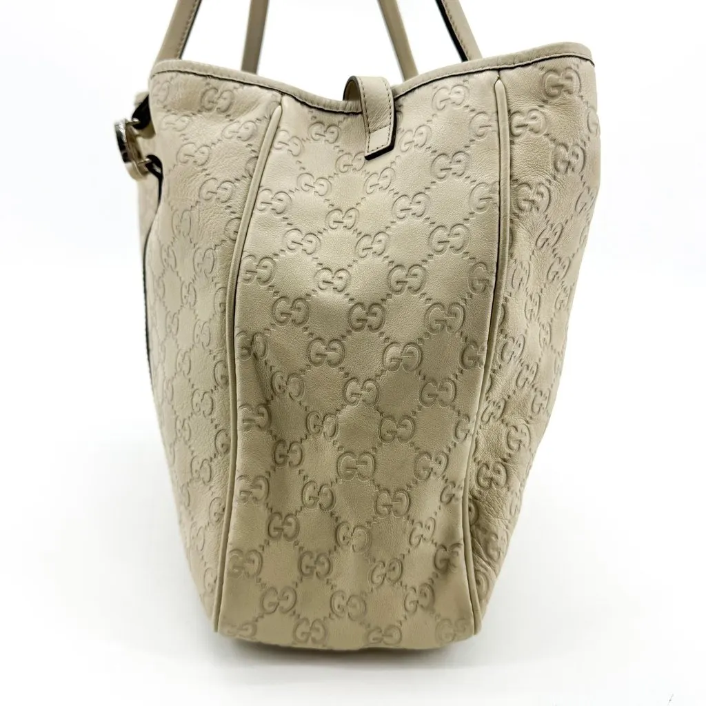 Gucci Guccissima Twin Shoulder Bag Beige Beige Leather Good - Inside View