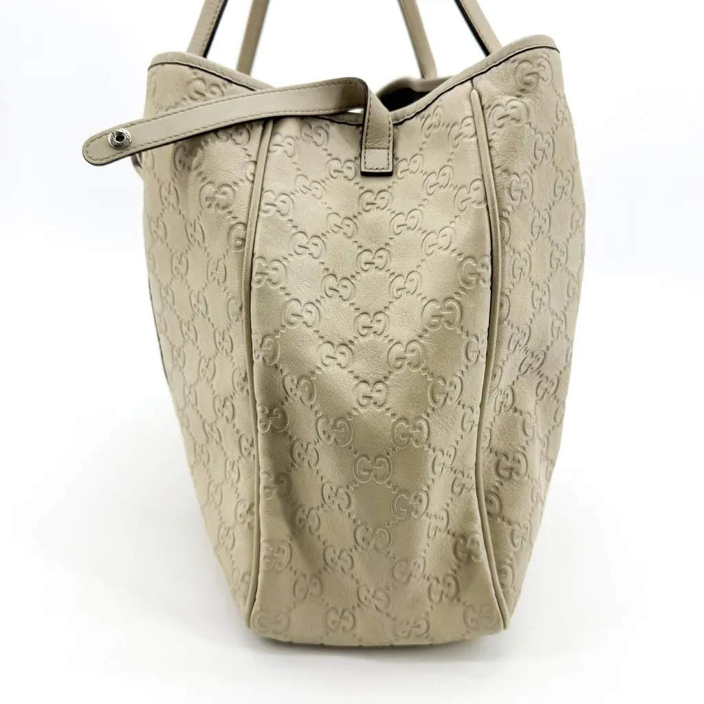 Gucci Guccissima Twin Shoulder Bag Beige Beige Leather Good - Model View