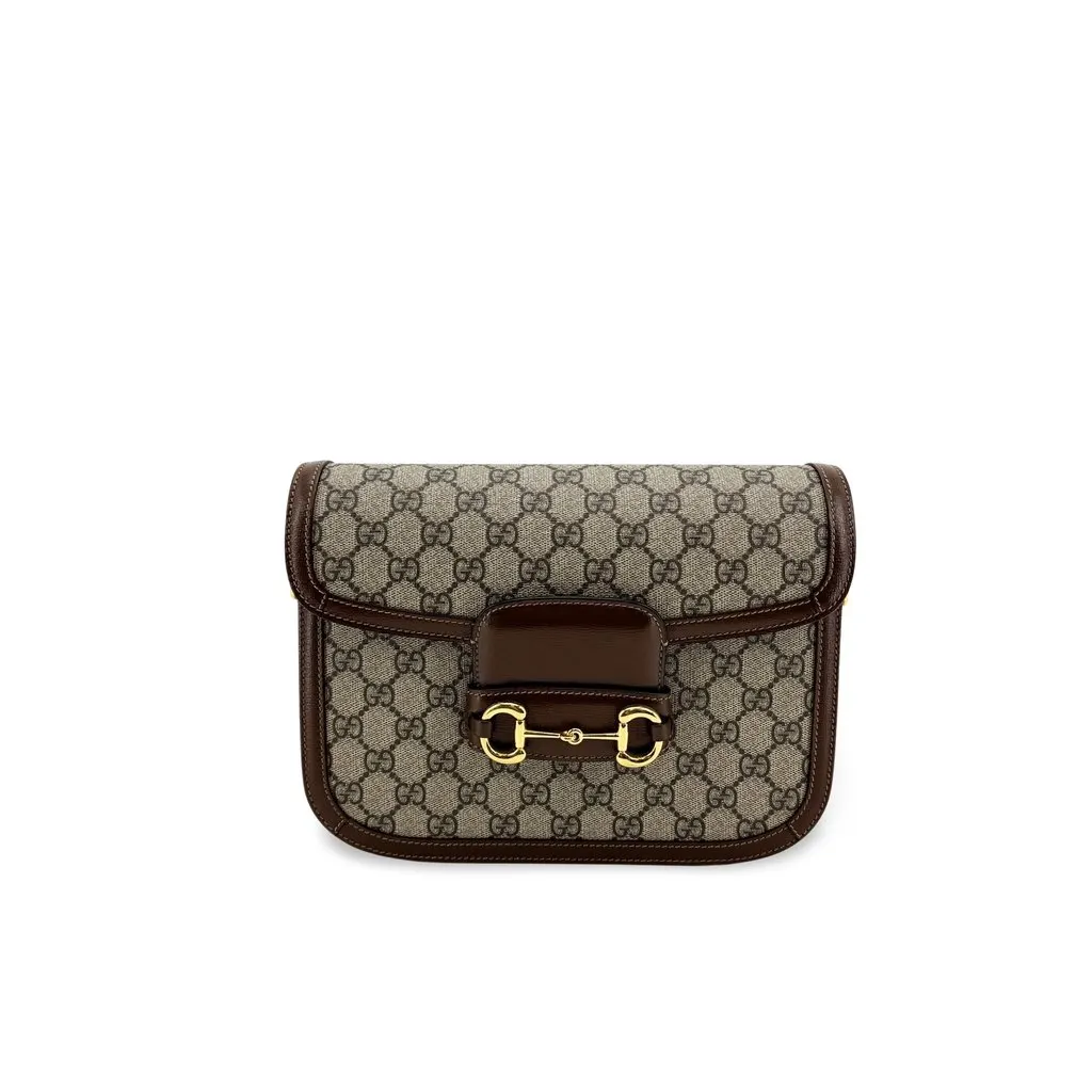 Gucci Horsebit 1955 Mini Shoulder Bag Beige Brown Beige Canvas Very good - Front View