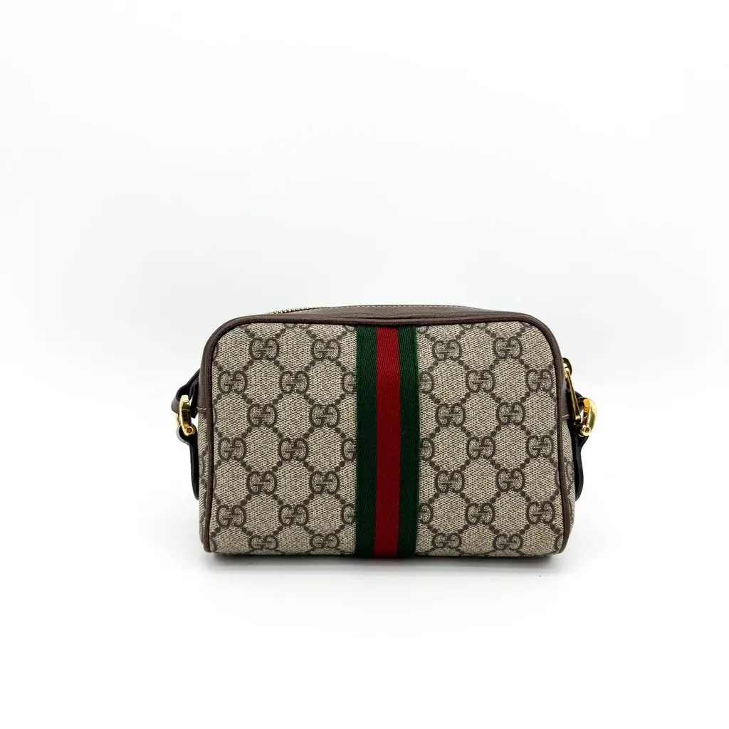 Gucci Ophidia GG Mini Shoulder Bag Beige Ebony Beige Canvas Good - Inside View