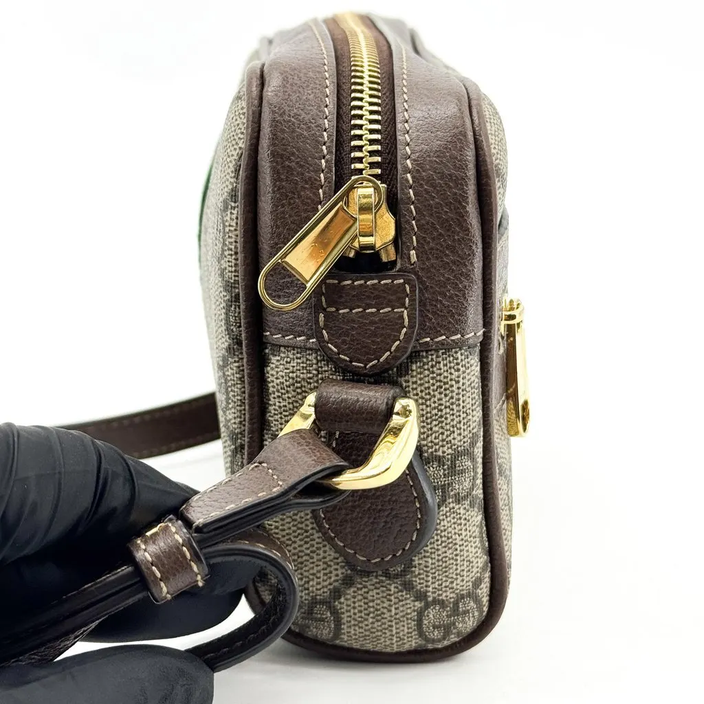 Gucci Ophidia GG Mini Shoulder Bag Beige Ebony Beige Canvas Good - Model View
