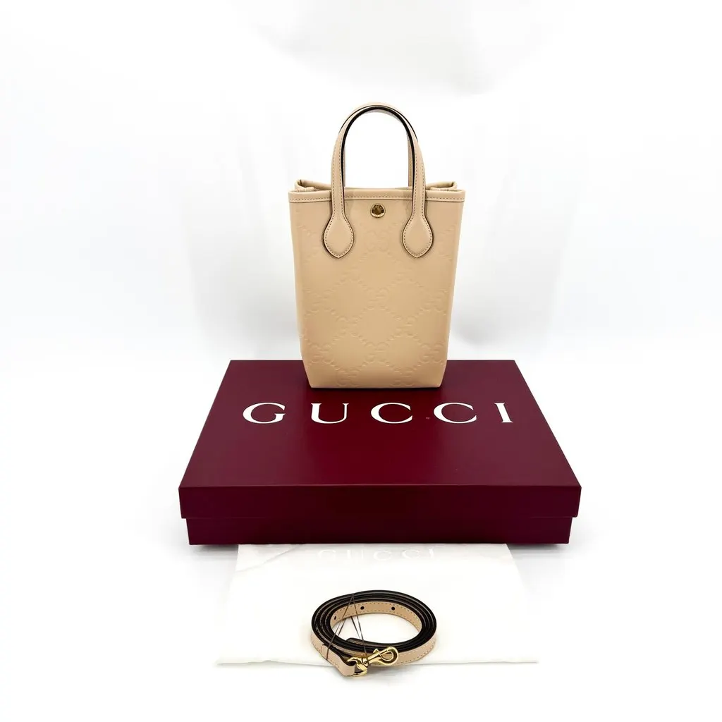 Gucci GG Mini Tote Bag Beige Beige Leather Very good - Back View