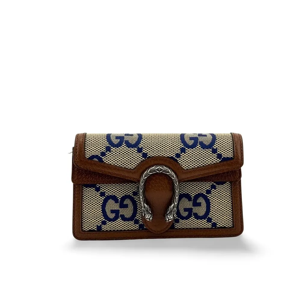 Gucci Dionysus GG Canvas Card Case Wallet Beige Blue Beige Canvas Very good - Front View