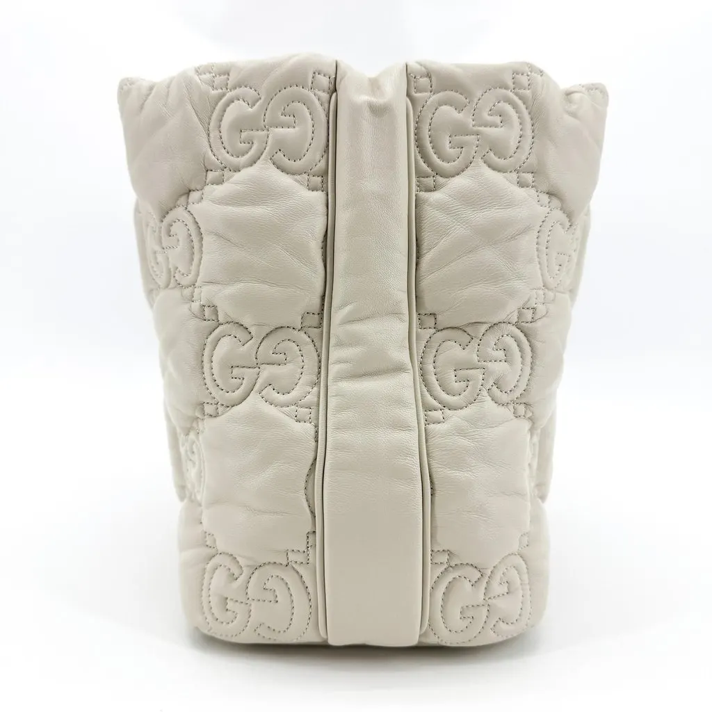Gucci GG Matelassé Medium Top Handle Bag Ivory White Leather Very good - Box View