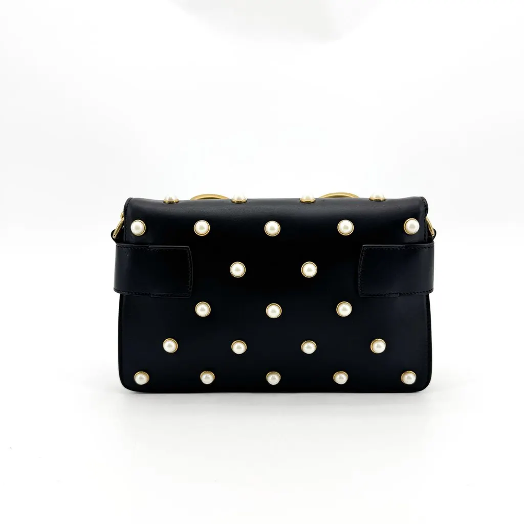 Gucci Queen Margaret Pearl Studded Bag Black Black Leather Good - Inside View