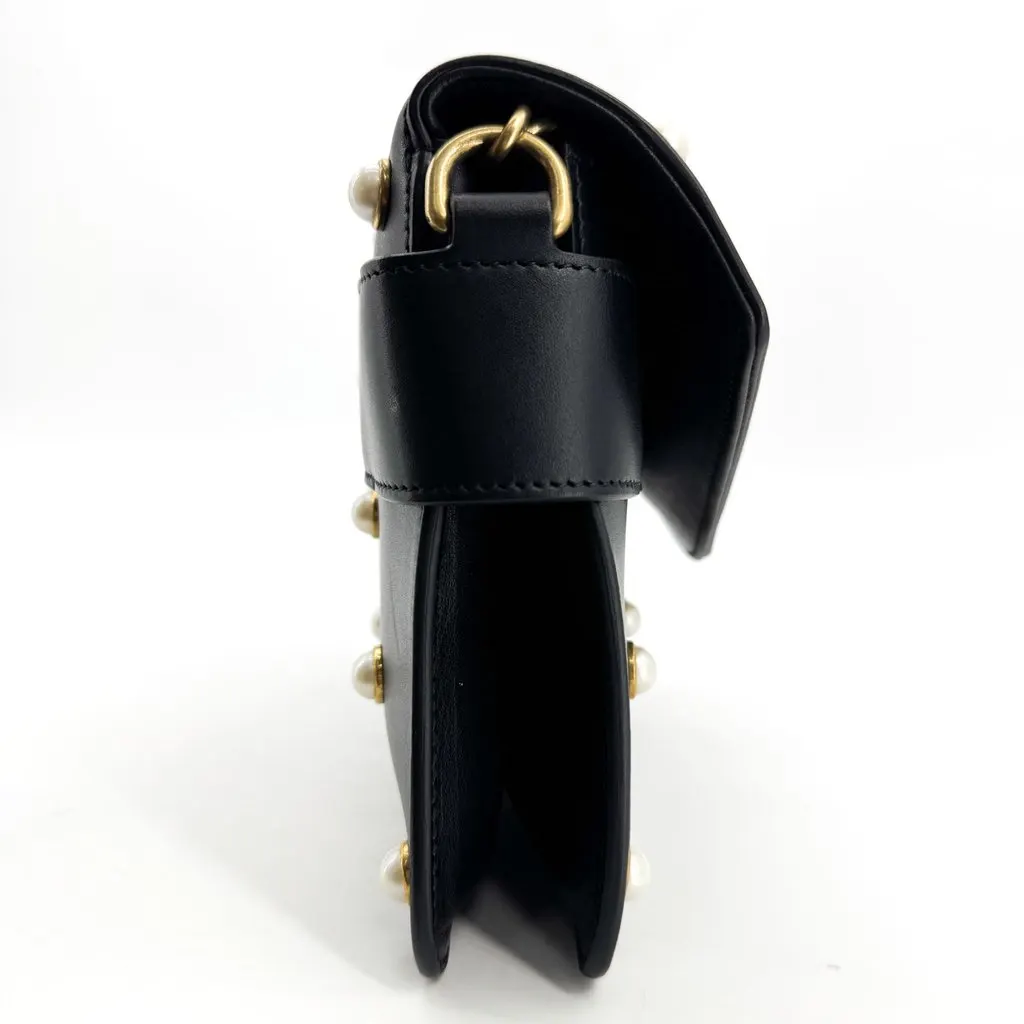 Gucci Queen Margaret Pearl Studded Bag Black Black Leather Good - Box View