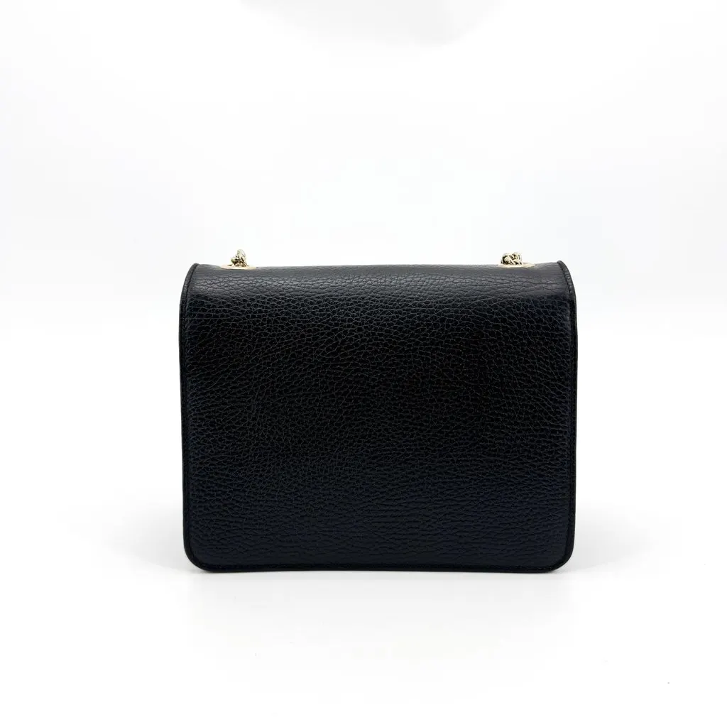 Gucci Interlocking G Small Chain Shoulder Bag Black Gold Hardware Black Leather Very good - Inside View