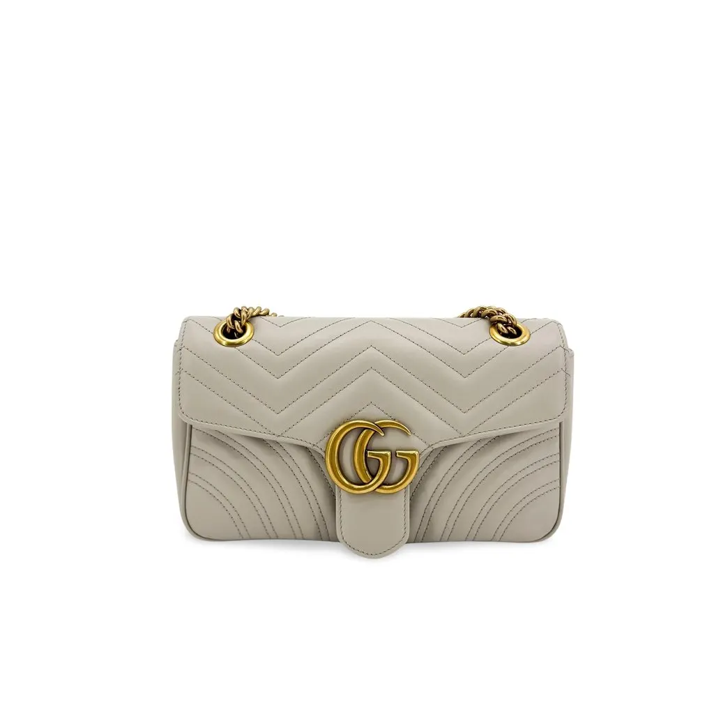 Gucci GG Marmont Mini Matelasse Shoulder Bag Light Grey
